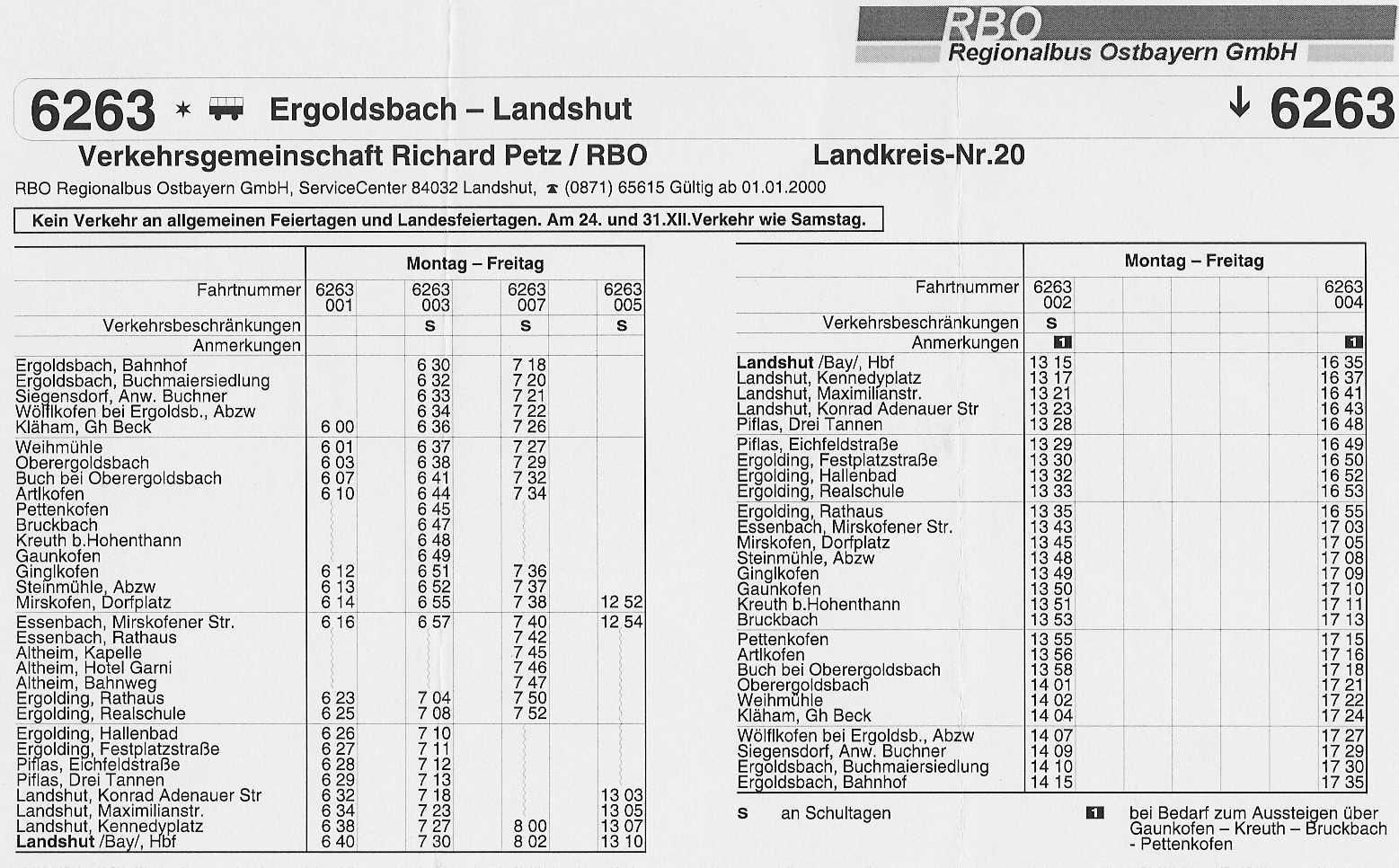 Fahrplan Ergoldsbach - Landshut